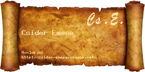 Csider Emese névjegykártya